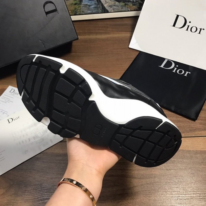 D*or b22 sneaker in black technical knit black with blue
