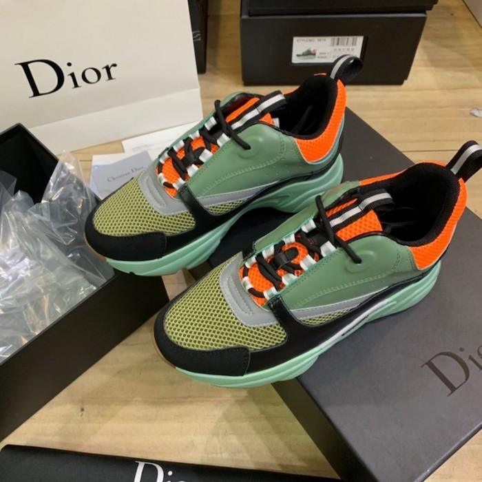D*or b22 sneaker in black technical knit black with green