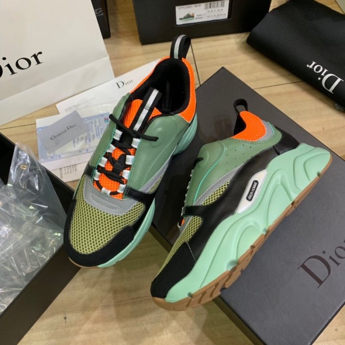 D*or b22 sneaker in black technical knit black with green