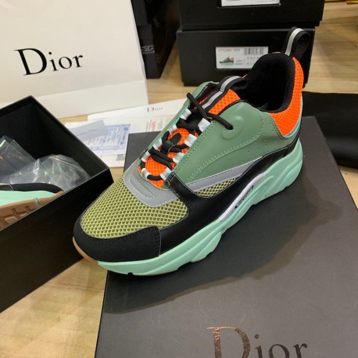 D*or b22 sneaker in black technical knit black with green