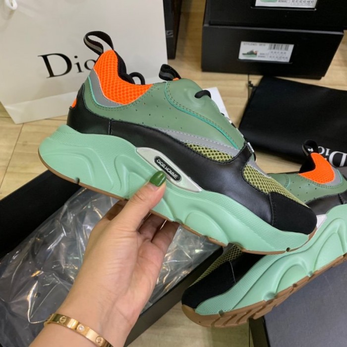 D*or b22 sneaker in black technical knit black with green