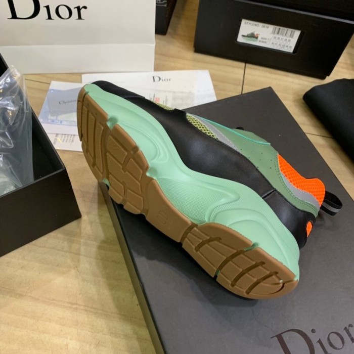 D*or b22 sneaker in black technical knit black with green