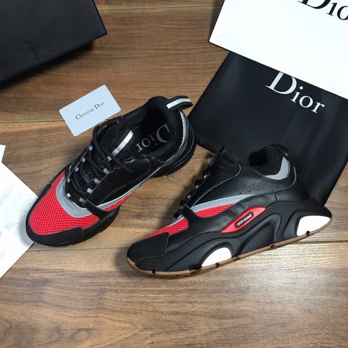 D*or b22 sneaker in black technical knit black with red