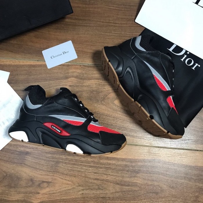 D*or b22 sneaker in black technical knit black with red