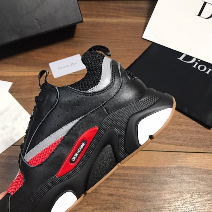 D*or b22 sneaker in black technical knit black with red