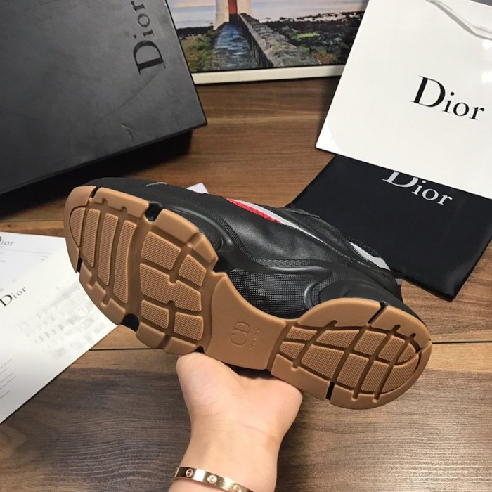 D*or b22 sneaker in black technical knit black with red