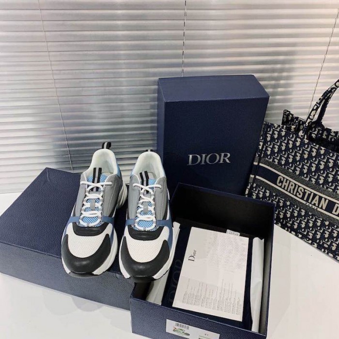 D*or b22 sneaker in black technical knit blue