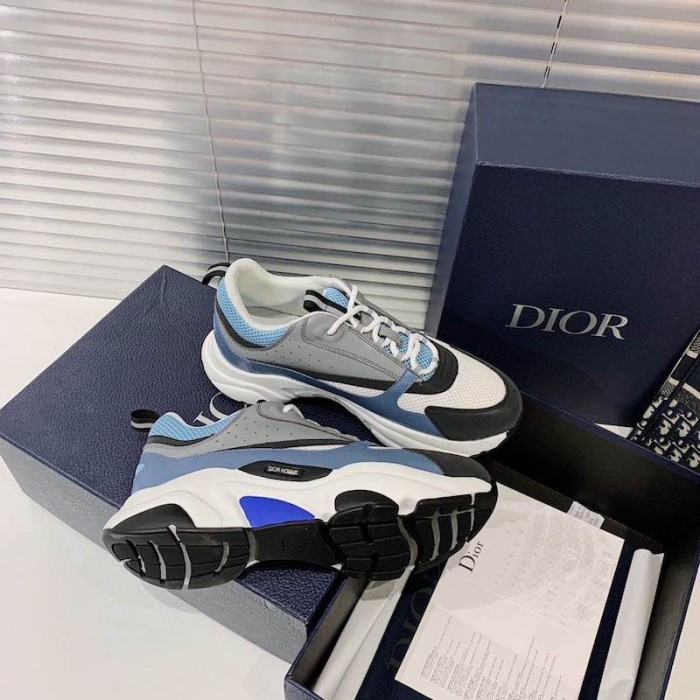 D*or b22 sneaker in black technical knit blue