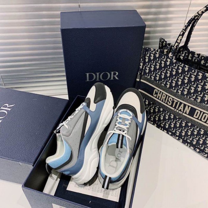 D*or b22 sneaker in black technical knit blue