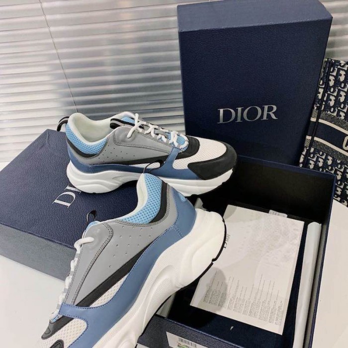 D*or b22 sneaker in black technical knit blue