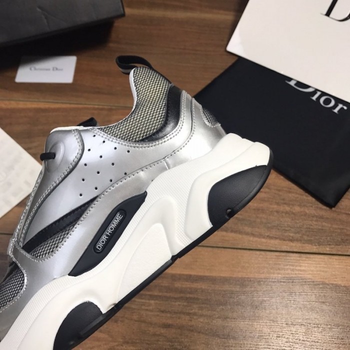 D*or b22 sneaker in white technical knit and white with silver
