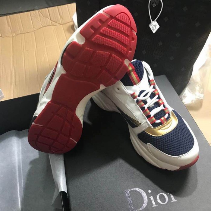 D*or b22 trainer in blue technical knit and white calfskin