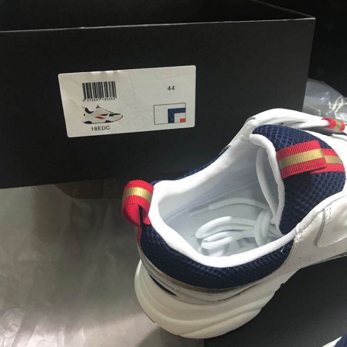 D*or b22 trainer in blue technical knit and white calfskin