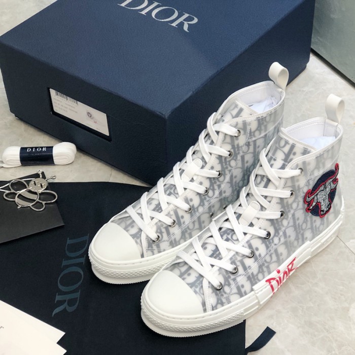D*or b23 high top logo oblique bull sneaker