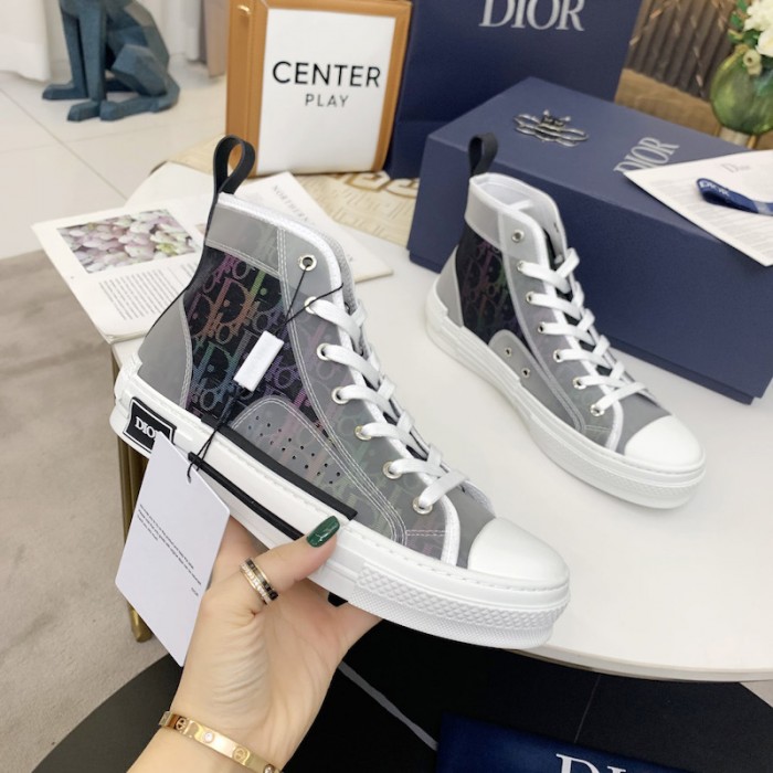 D*or b23 high top sneaker black and red D*or oblique canvas