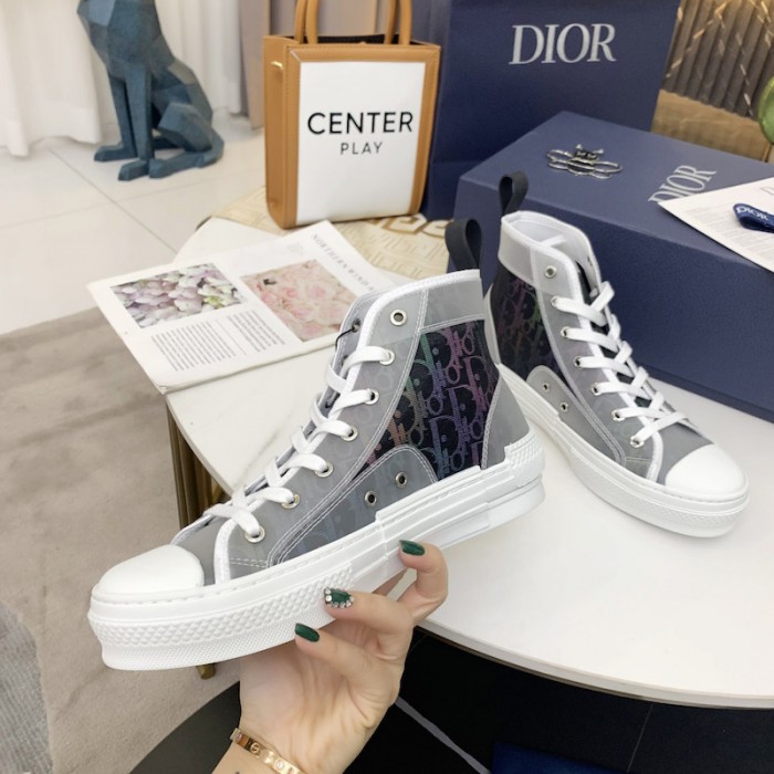 D*or b23 high top sneaker black and red D*or oblique canvas
