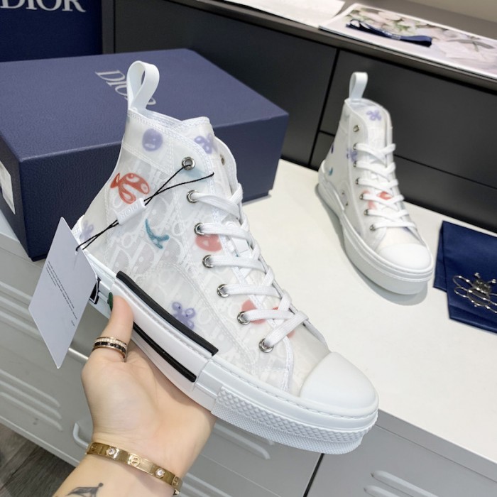 D*or b23 D*or and kenny scharf high top sneaker white D*or oblique canvas