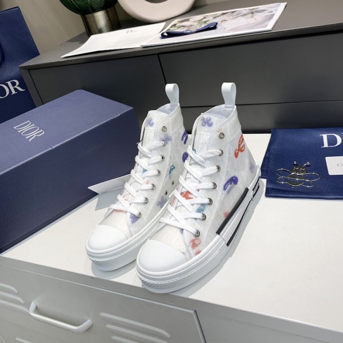 D*or b23 D*or and kenny scharf high top sneaker white D*or oblique canvas