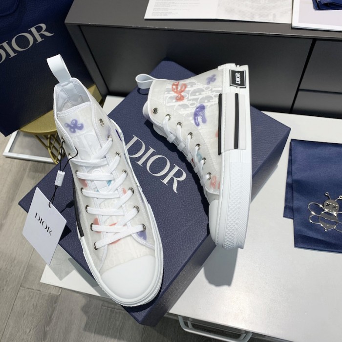 D*or b23 D*or and kenny scharf high top sneaker white D*or oblique canvas
