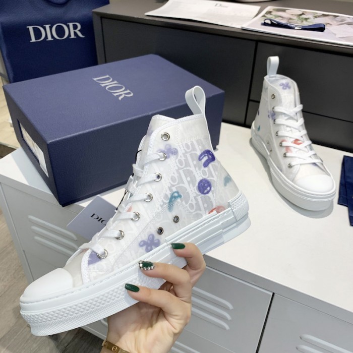 D*or b23 D*or and kenny scharf high top sneaker white D*or oblique canvas