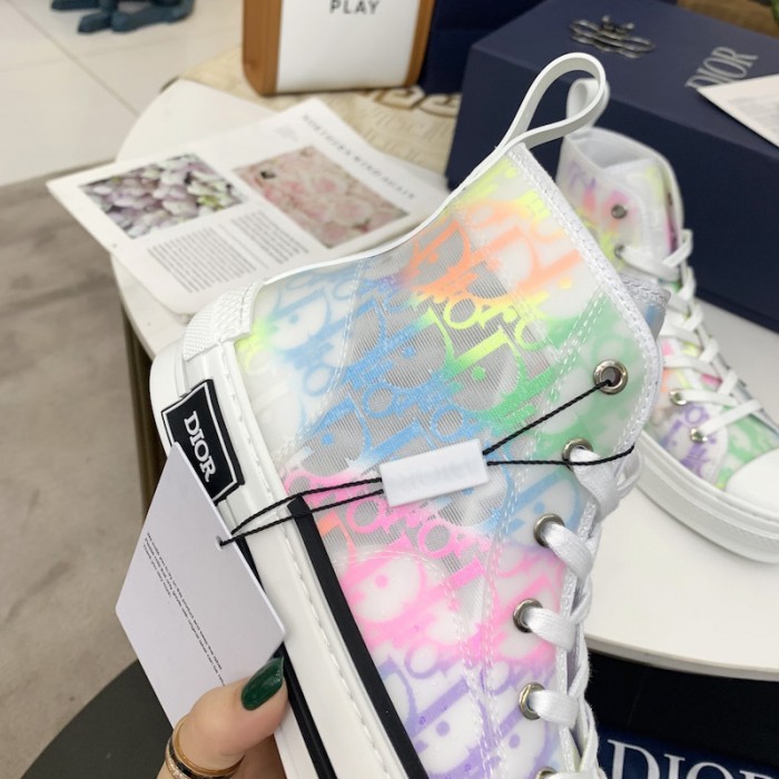 D*or b23 high top sneaker rainbow D*or oblique canvas