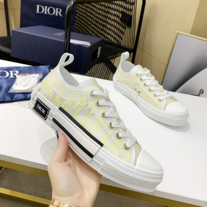 D*or b23 low top sneaker white and yellow D*or oblique canvas