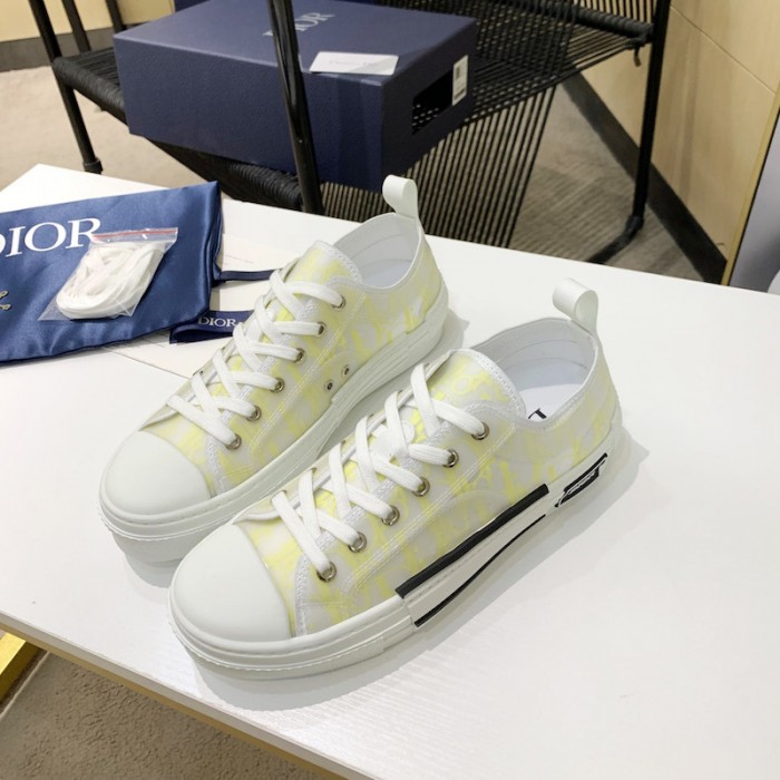 D*or b23 low top sneaker white and yellow D*or oblique canvas