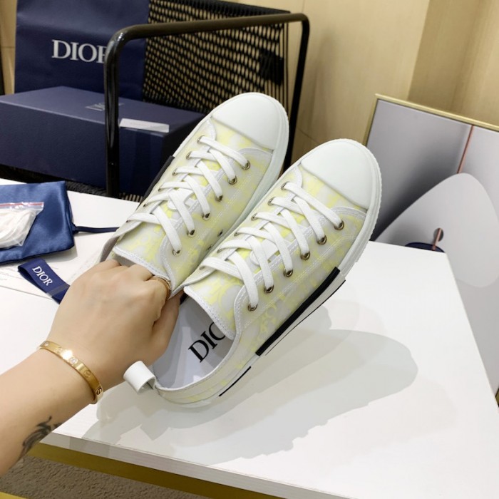 D*or b23 low top sneaker white and yellow D*or oblique canvas