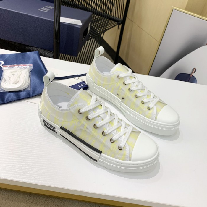 D*or b23 low top sneaker white and yellow D*or oblique canvas