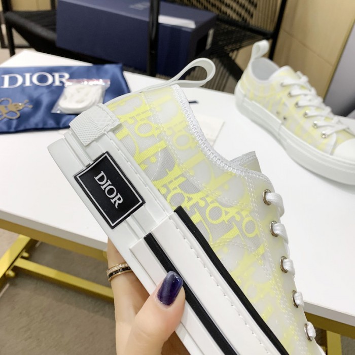 D*or b23 low top sneaker white and yellow D*or oblique canvas