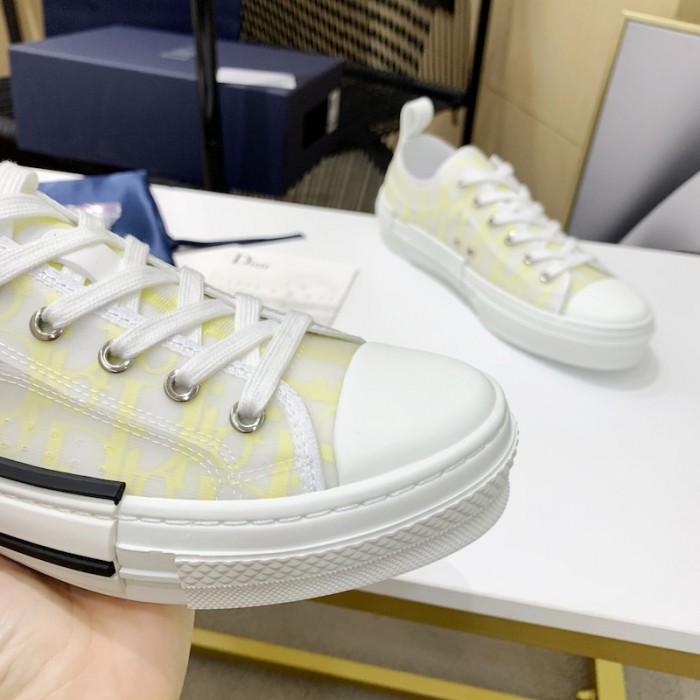D*or b23 low top sneaker white and yellow D*or oblique canvas