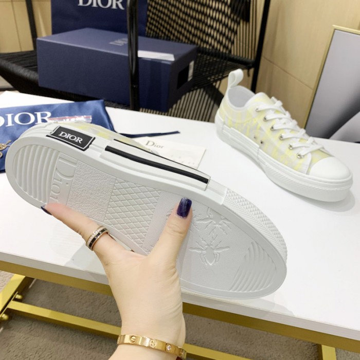 D*or b23 low top sneaker white and yellow D*or oblique canvas