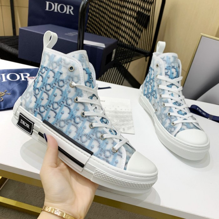 D*or high top sneaker blue D*or oblique pixel canvas