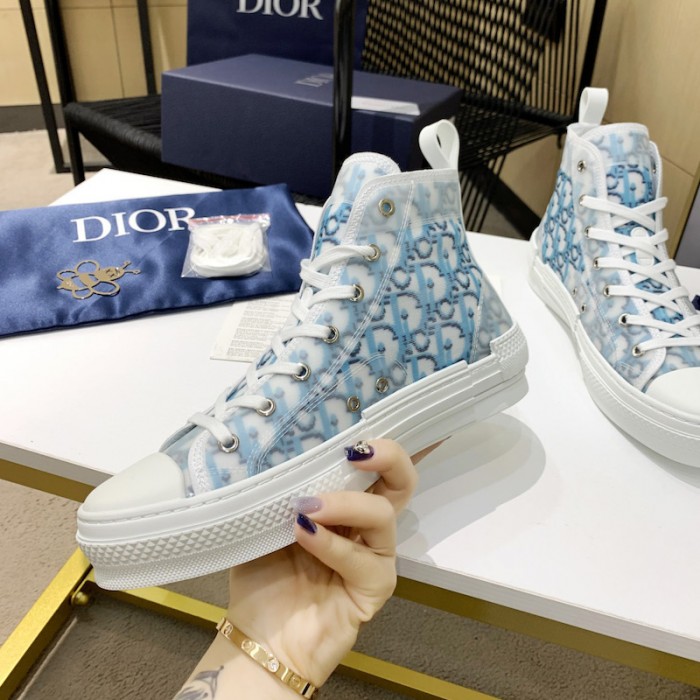 D*or high top sneaker blue D*or oblique pixel canvas