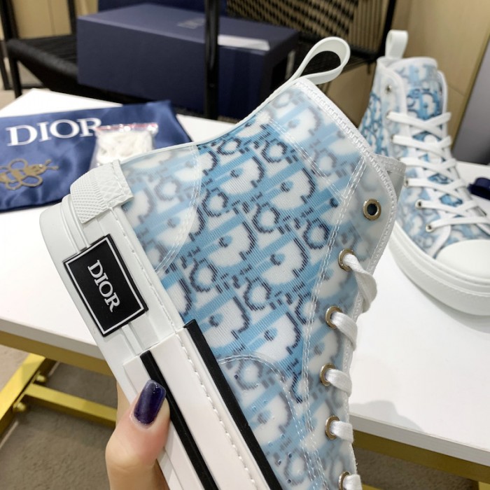 D*or high top sneaker blue D*or oblique pixel canvas
