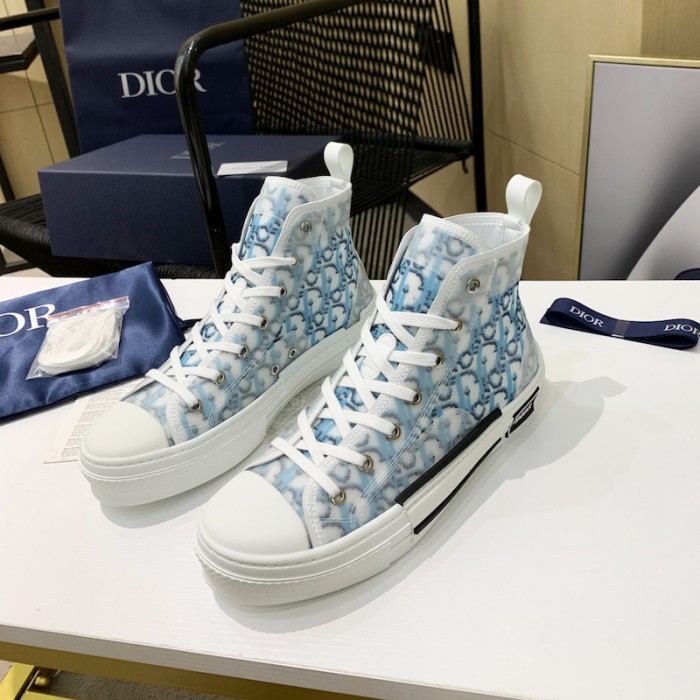 D*or high top sneaker blue D*or oblique pixel canvas