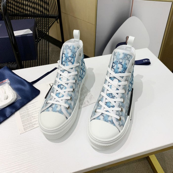 D*or high top sneaker blue D*or oblique pixel canvas