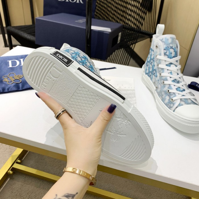 D*or high top sneaker blue D*or oblique pixel canvas