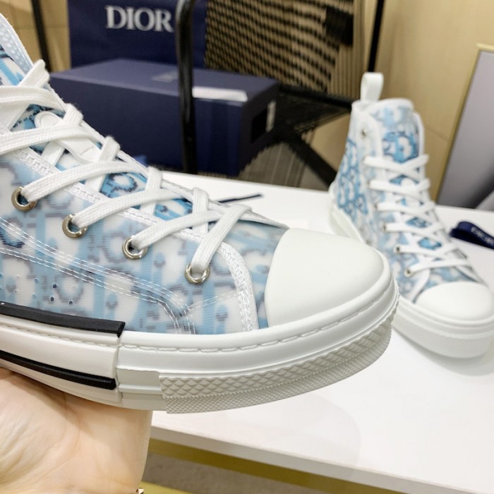 D*or high top sneaker blue D*or oblique pixel canvas