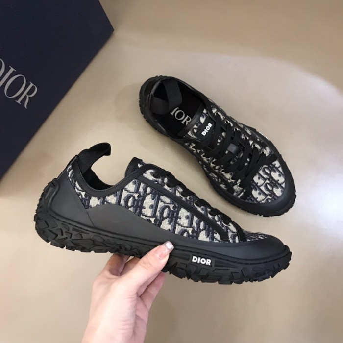 D*or b28 high top sneaker black and beige D*or oblique jacquard and rubber
