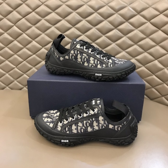 D*or b28 high top sneaker black and beige D*or oblique jacquard and rubber