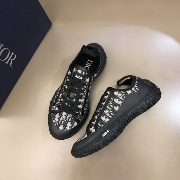 D*or b28 high top sneaker black and beige D*or oblique jacquard and rubber