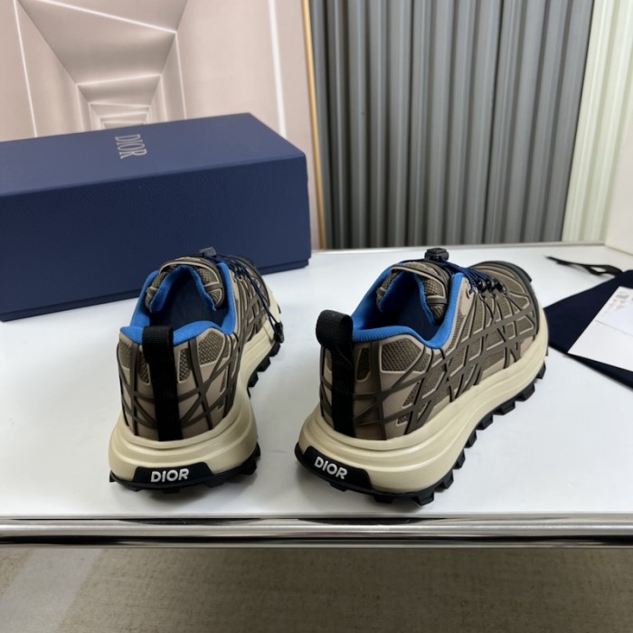 D*or b31 runner sneaker brown technical mesh and khaki rubber with warped cannage motif