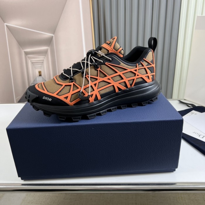D*or b31 runner sneaker beige technical mesh and orange rubber with warped cannage motif
