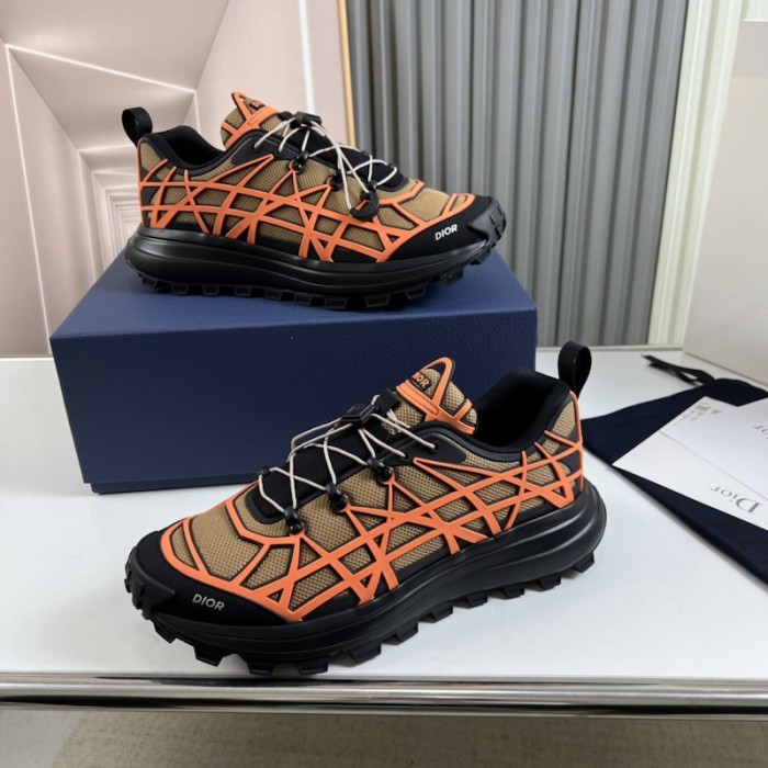 D*or b31 runner sneaker beige technical mesh and orange rubber with warped cannage motif