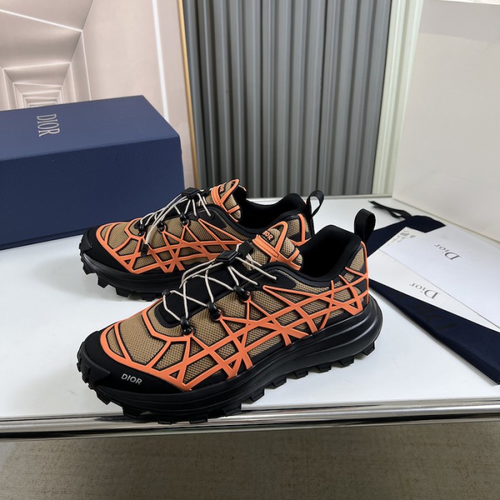 D*or b31 runner sneaker beige technical mesh and orange rubber with warped cannage motif
