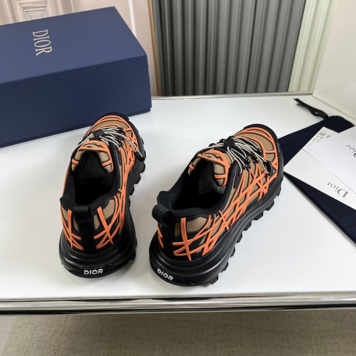 D*or b31 runner sneaker beige technical mesh and orange rubber with warped cannage motif