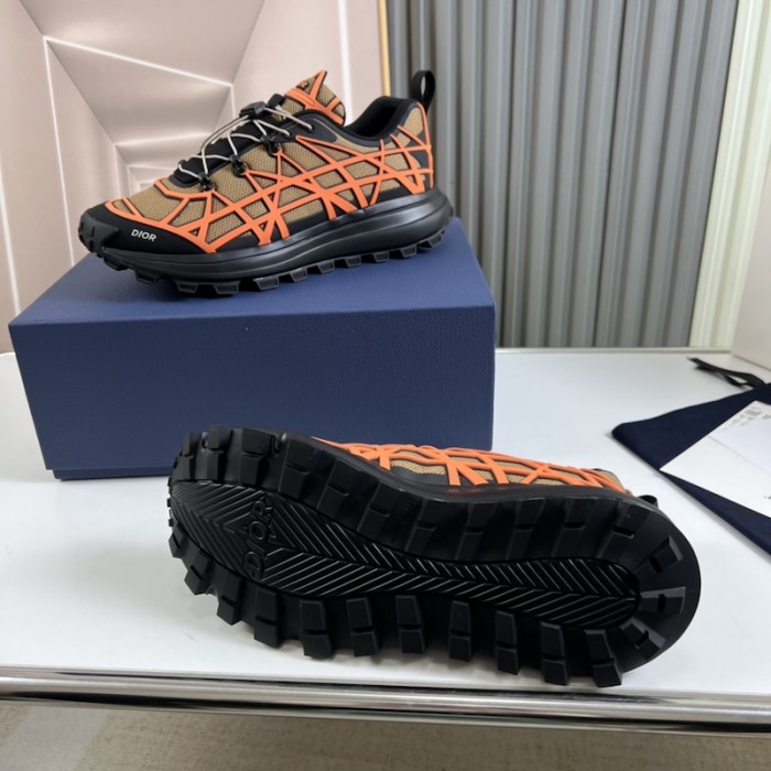 D*or b31 runner sneaker beige technical mesh and orange rubber with warped cannage motif