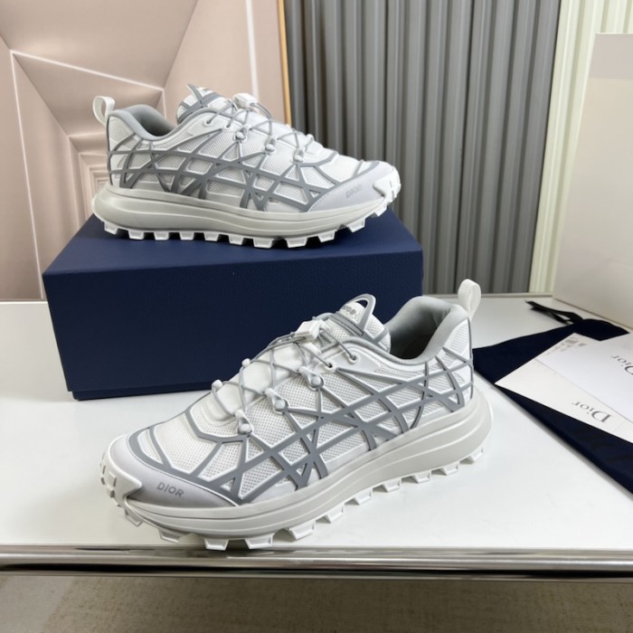 D*or b31 runner sneaker white technical mesh and gray rubber with warped cannage motif