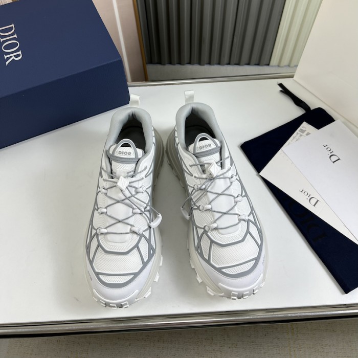 D*or b31 runner sneaker white technical mesh and gray rubber with warped cannage motif